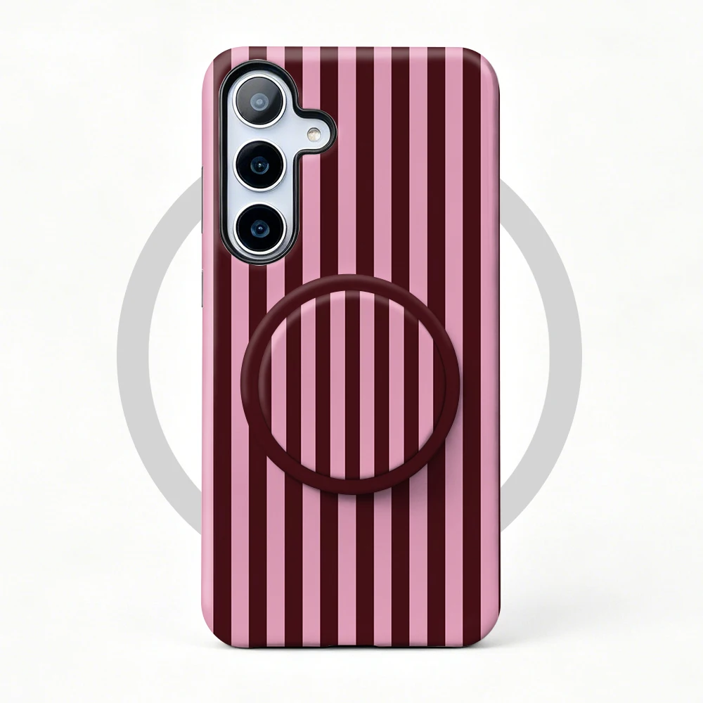 Stripe Magnetic Case For Samsung S26 S25 S24 S23 S22 S21 Plus Ultra 20 FE A15 A16 A26 A36 A56 17 2 in 1 Phone Holder Stand Cover