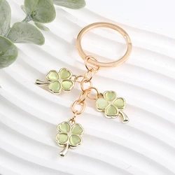 Cute Clover Enamel Keychain Lovely Plant Diaphanous Green Key Chains For Making Handmade DIY Jewelry Accessories Findings Crafts