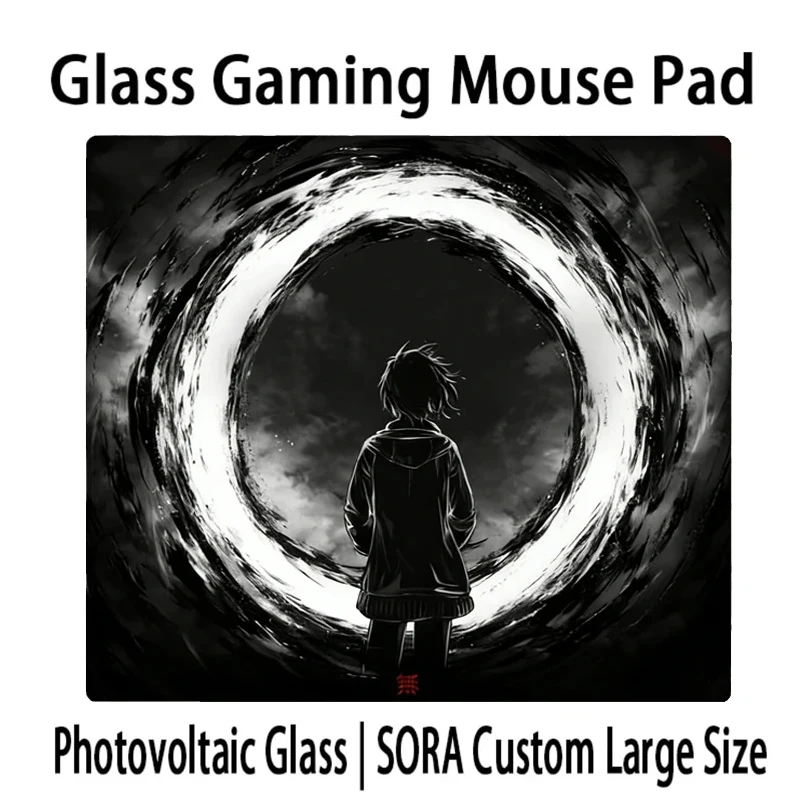 

T-Tekkusai Black Nothingness Glass Gaming Mouse Pad 450x400MM Large Size E-sports Desk Pad Toughened Glass Mouse Pad Customized