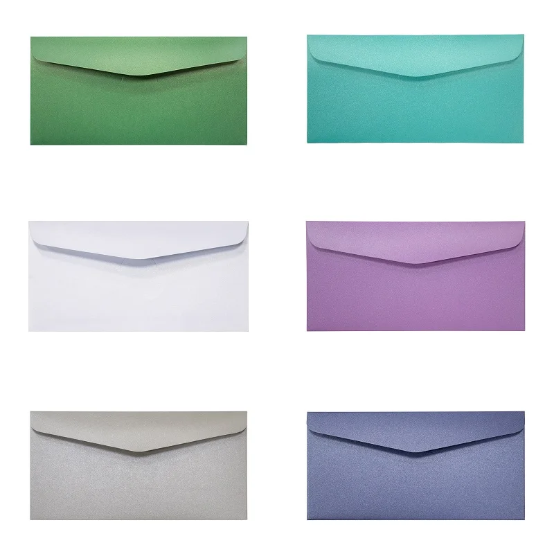 Enveloppes en papier nacré de haute qualité, enveloppes multicolores pour faire-part de mariage, fournitures d\'affaires, papeterie, 22x11cm, 50