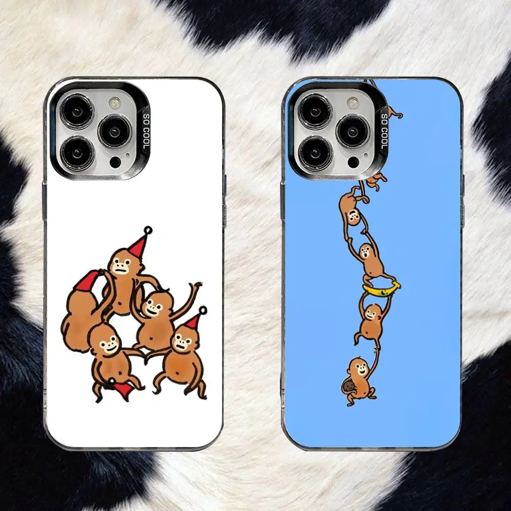 

Funny Monkey Monki Cute Phone Case For iPhone 16,15,14,13,12,11,8,7,Pro,Max,Plus,Mini,XS,SE Anti Fall Black Matte Hard