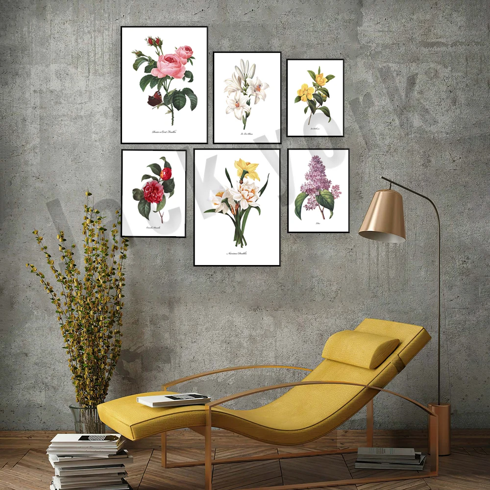 Sweet pea, rose, lily, tuberose, daffodil, marigold, lotus, evening primrose, lilac, french botanical aesthetic floral poster