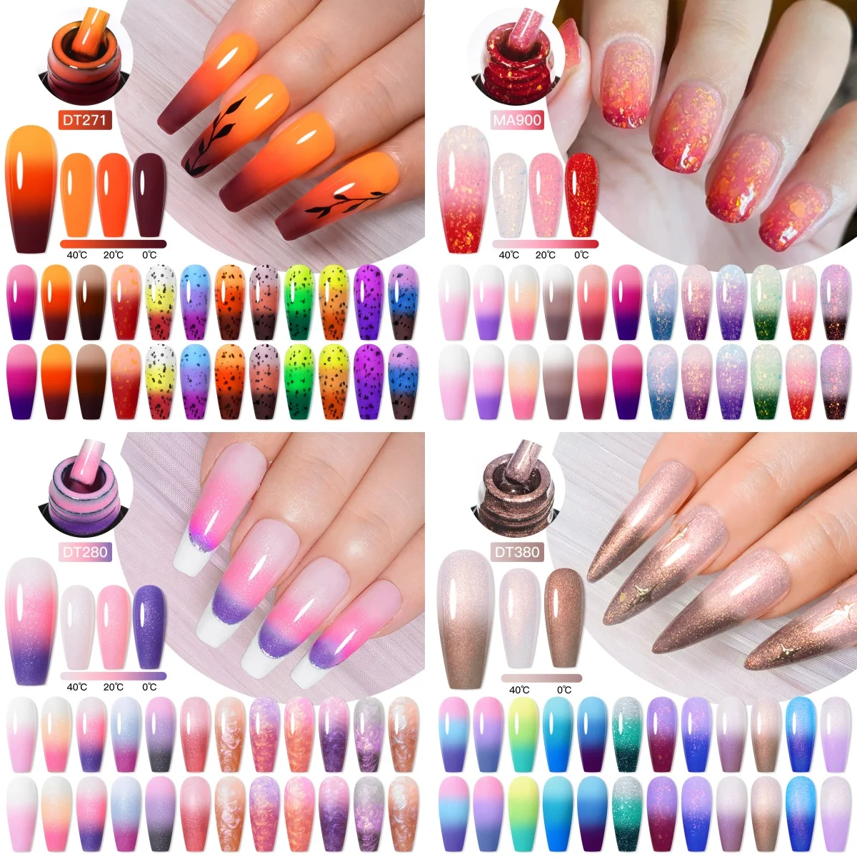 12개입 열변색 젤 네일 폴리쉬 세트 3중 온도변화 UV 젤 세미 퍼머넌트 쏙 오프 바니쉬 네일아트 네일 용품