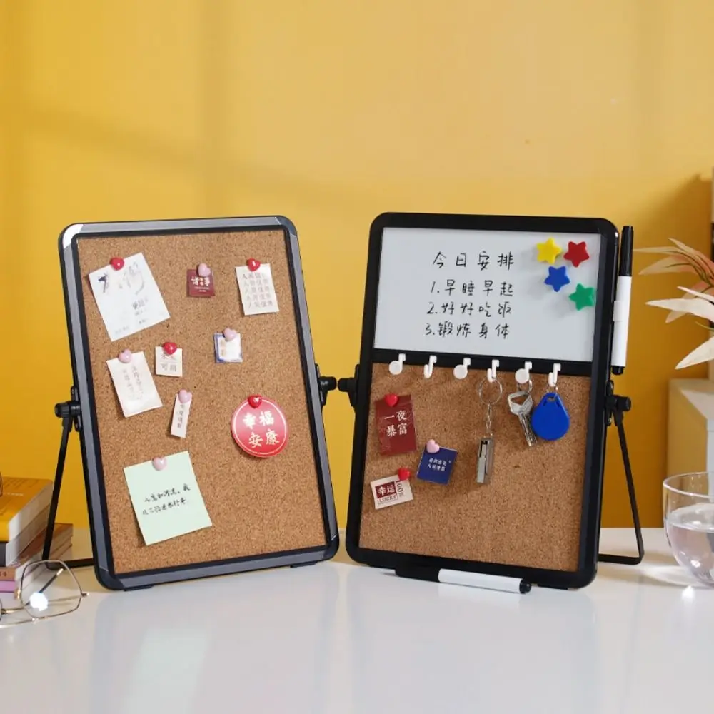 Magnetic Cork Message Board Hanging/Free Standing Rotate Stand Notice Pin Board Set Metal Frame Decorative Soft Cork Whiteboard