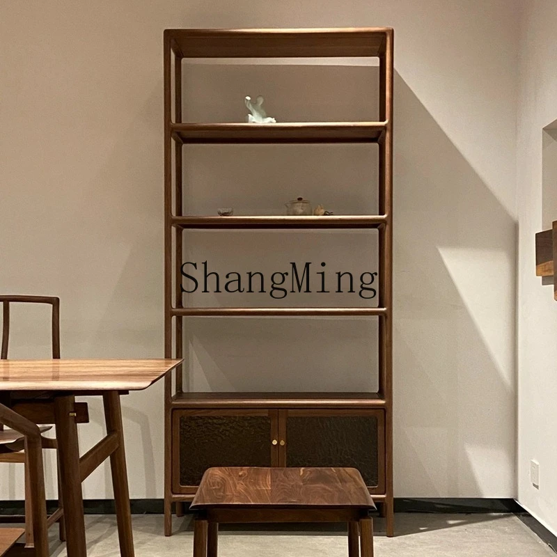 

SM Household New Chinese Bogu Shelf Zen Bookshelf Duobao Pavilion Bookcase Solid Wood Furniture