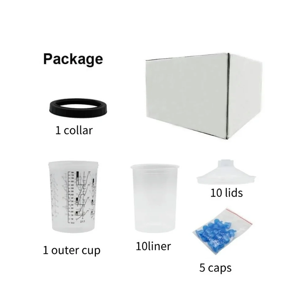 200ml Disposable Spray Cup Kit 10-Pack Includes Outer Cup Liners Lids Seals and Collar for No-Clean For Paint Handling