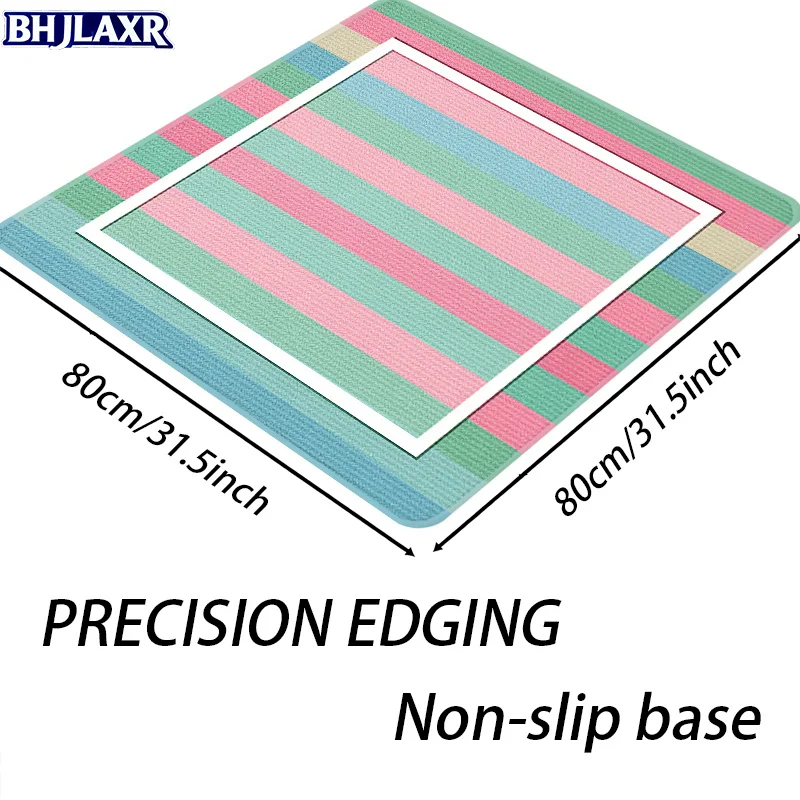 VIKAMA Pink Striped Gaming Table Mat, Sound-Absorbing, Wear-Resistant Color Block Carpet, Anti Slip Table Mat, Home Decoration
