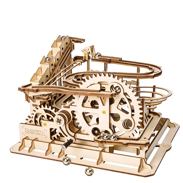 Robotime Rokr Marble Run LG501 Gear Driven Assembled STEM Toy Mechanical 3D Wooden Puzzles for Adults