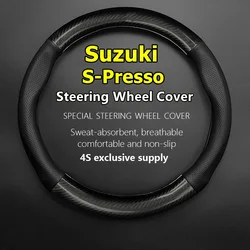 For Suzuki S-Presso Steering Wheel Cover Leather Carbon Fiber SPresso S Presso 2018 2019 2020 2021 2022