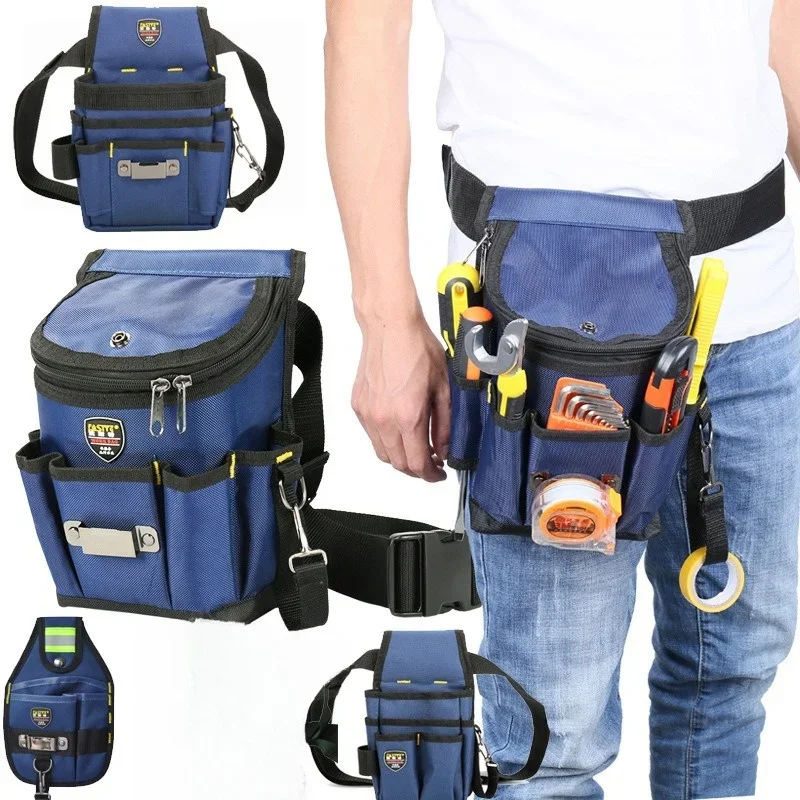 Electrician Specialized Tool Waist Bag Carpenter Hanging Bag Multiple Pockets High-altitude Maintenance Zipper Waist Bag