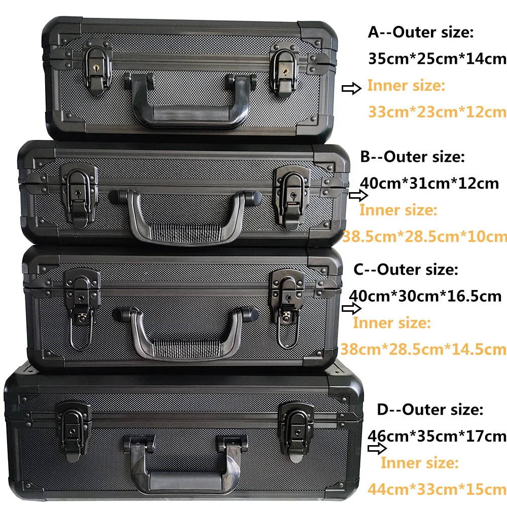 Aluminum Alloy Frame Suitcase Storage Box Colletion Case with Sponge Pad for Camera Accessories Microphone Mixer RC Drone Tools
