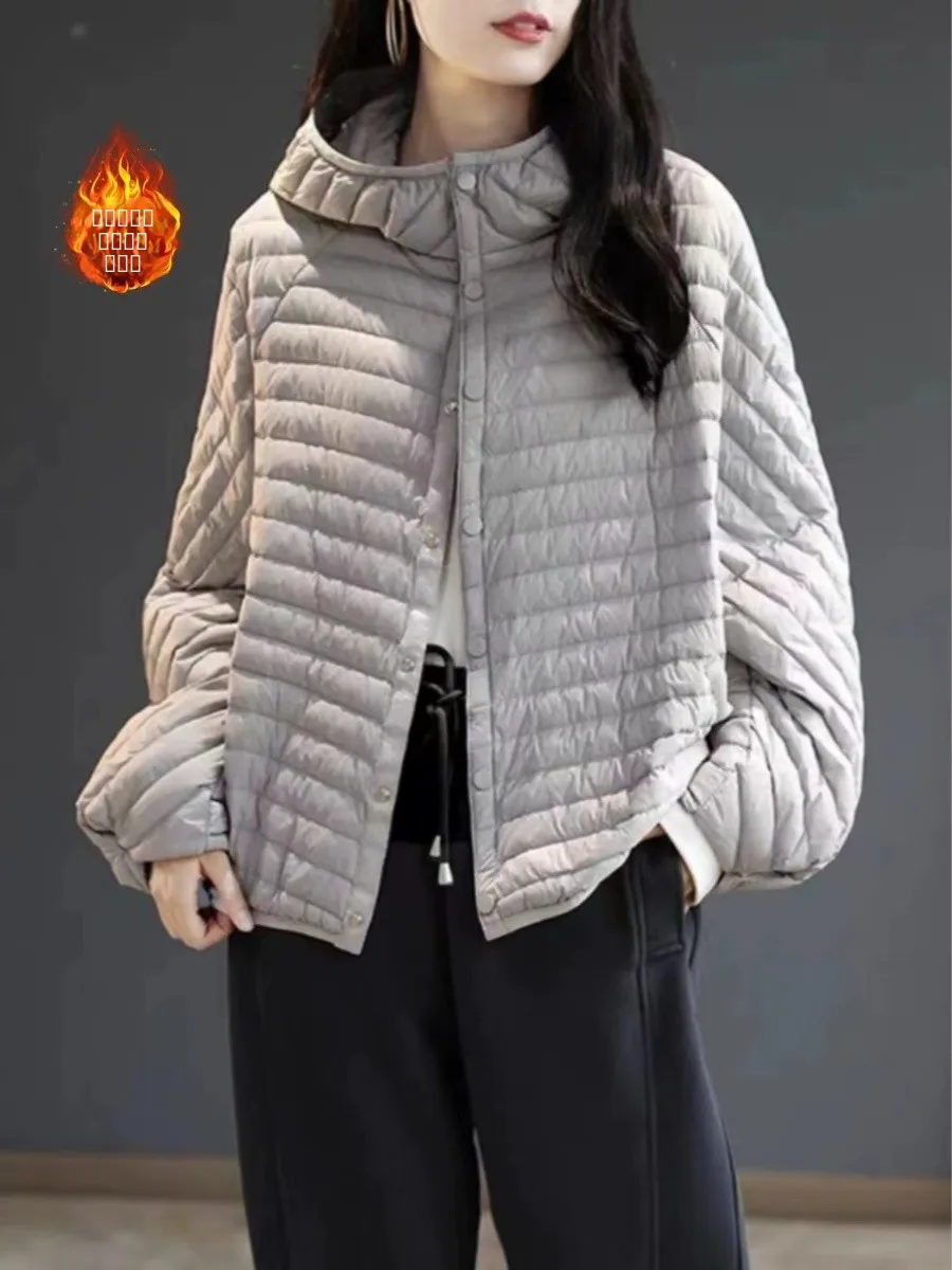 

Lightweight Padded Cotton Jaet Women's Faionable Hooded Windproof down Coat plus Size Commute Sle Long Sve Regular L...