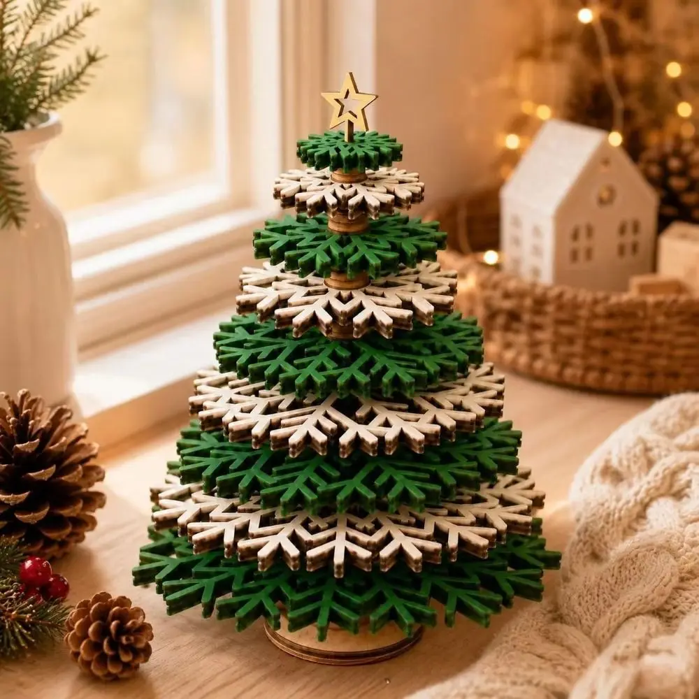 Tabletop Decor DIY Christmas Tree Ornament Creative 3D Wooden Christmas Tree Detachable Simple Christmas Tree Statue Gift
