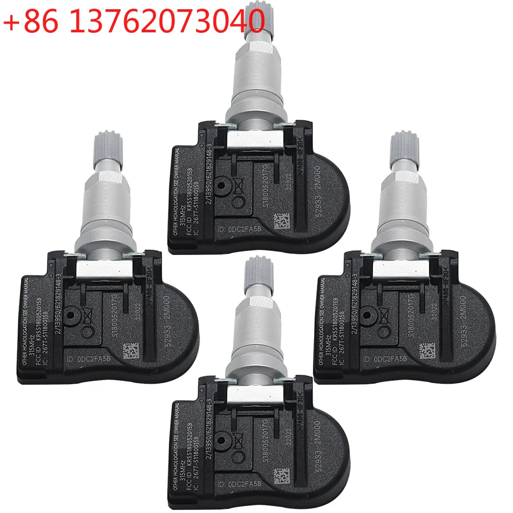 4Pcs TPMS Tire Pressure Sensor For Hyundai Accent 2012-2014 Genesis Coupe Sonata Kia Optima Soul Sorento Forte 315MHz 529332M000