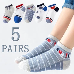 5 pairs of crab bear pattern daily breathable socks boys and girls spring and summer cartoon mesh anti-sweat socks