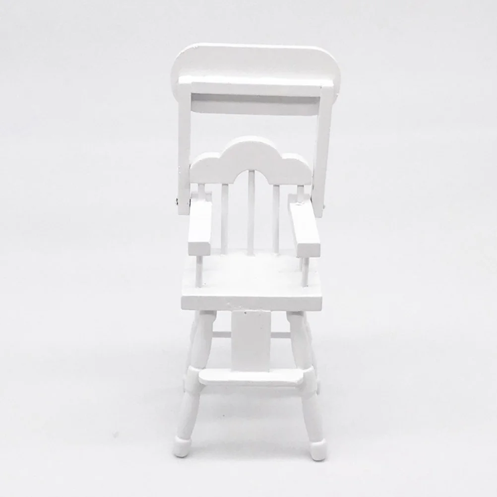 Micro Chair Ornament High Toy Wooden Mini Stool Dollhouse Furniture Accessory White Decor