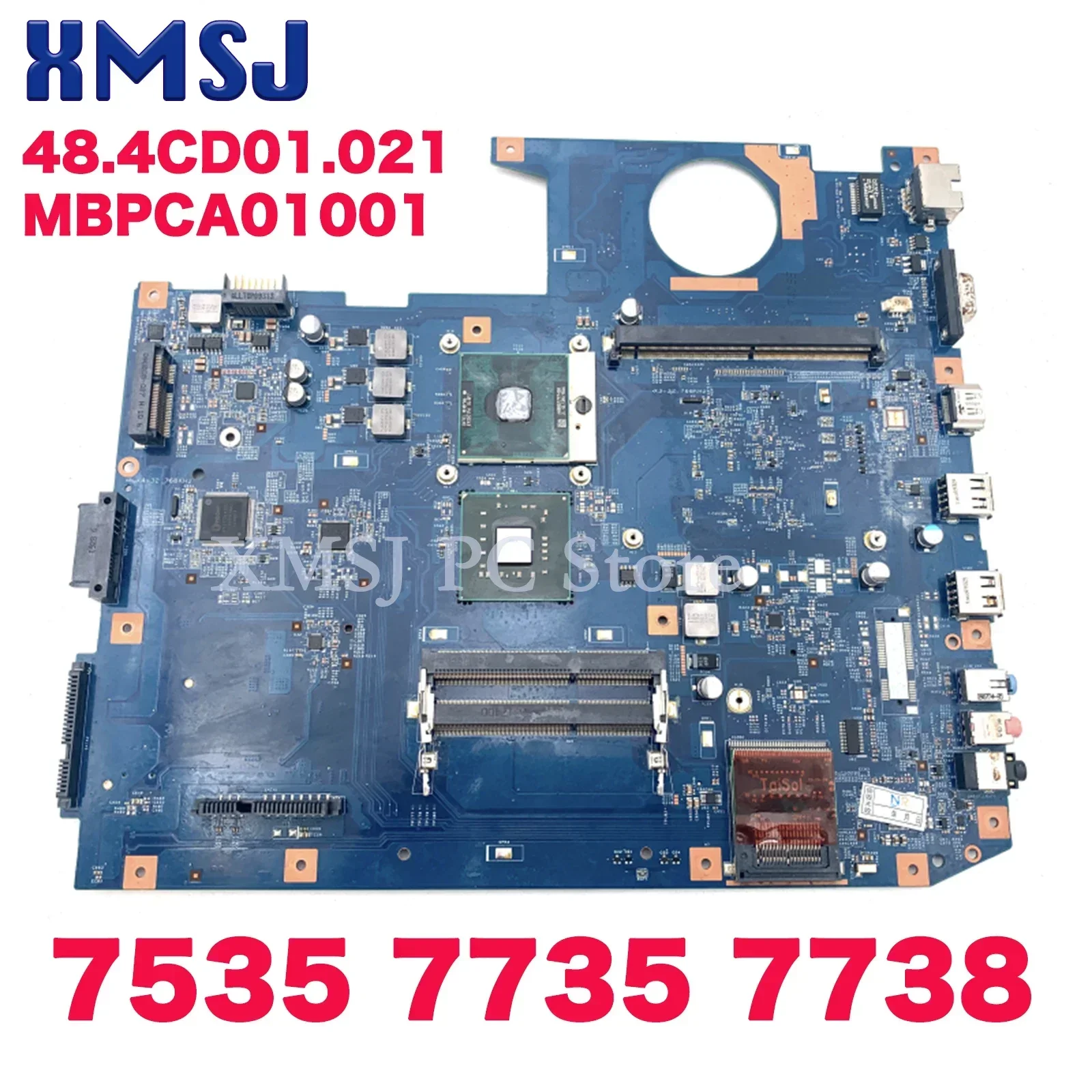 XMSJ For Acer Aspire 7535 7735 7738 Laptop Motherboard  48.4CD01.021 MBPCA01001 DDR3 With GPU Slot Free CPU Main Board