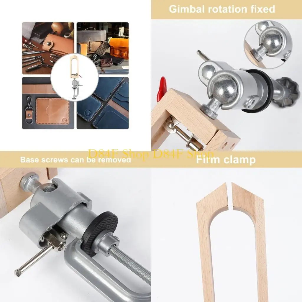 D84F Durability Leather Working Clamps Hand Sewing Clip with 360Swivel for Handmade Art Leather Craft Enthusiasts
