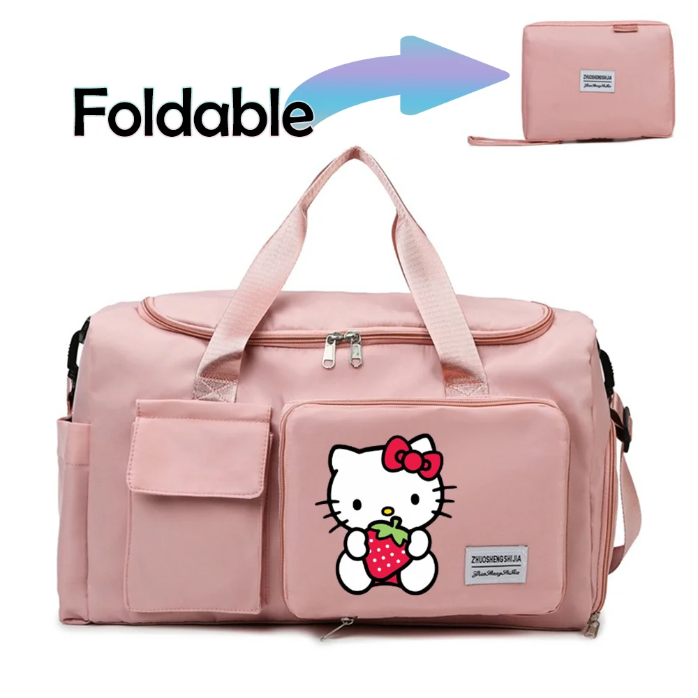 Hello Kitty Gym Bag Women Men Large Capacity Waterproof Trip Excursion Packet Cute Cartoon Sports Tote Shoulder Bags Gift Hot