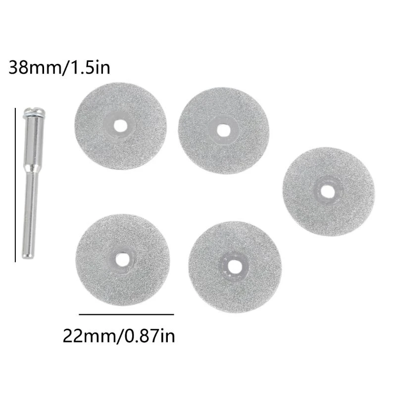 A2UD Hot 5 PCS 22mm Emery Diamond Cắt lưỡi khoan Bit+1 trục gá cho bộ