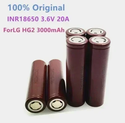 18650 bateria de lítio HG2 3000mAh bateria recarregável de alta potência descarga de alta potência 20A alta corrente