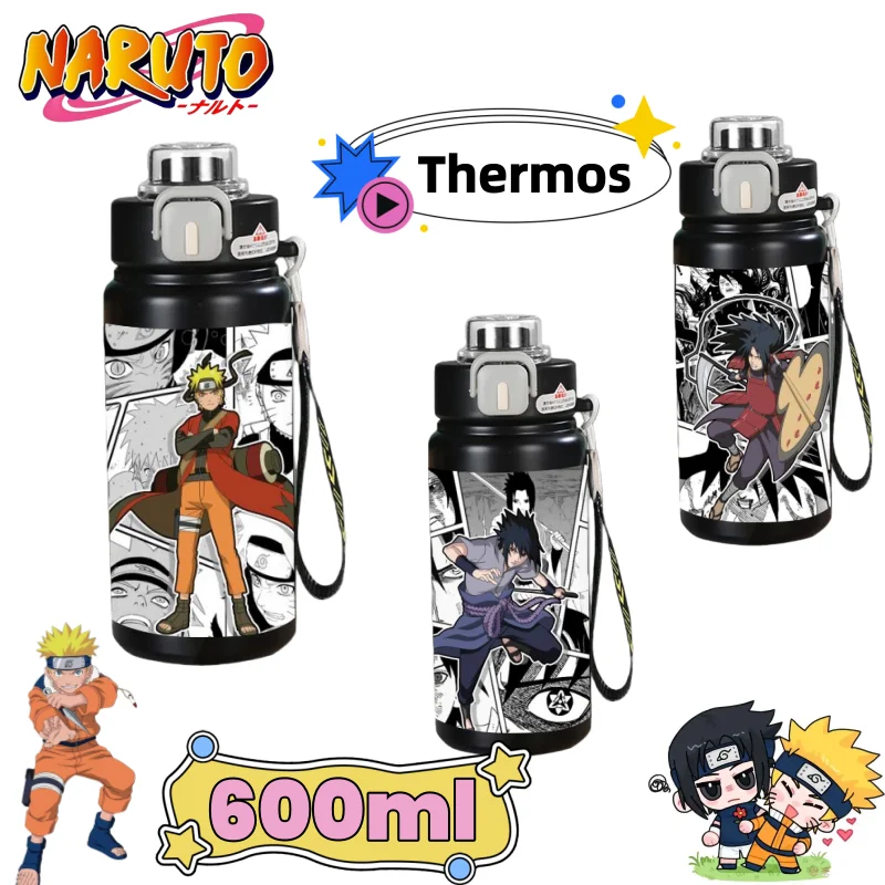 Taza térmica creativa de alta calidad de Naruto Uzumaki Kakashi Sasuke para estudiantes uso diario taza de gran capacidad de acero inoxidable 316
