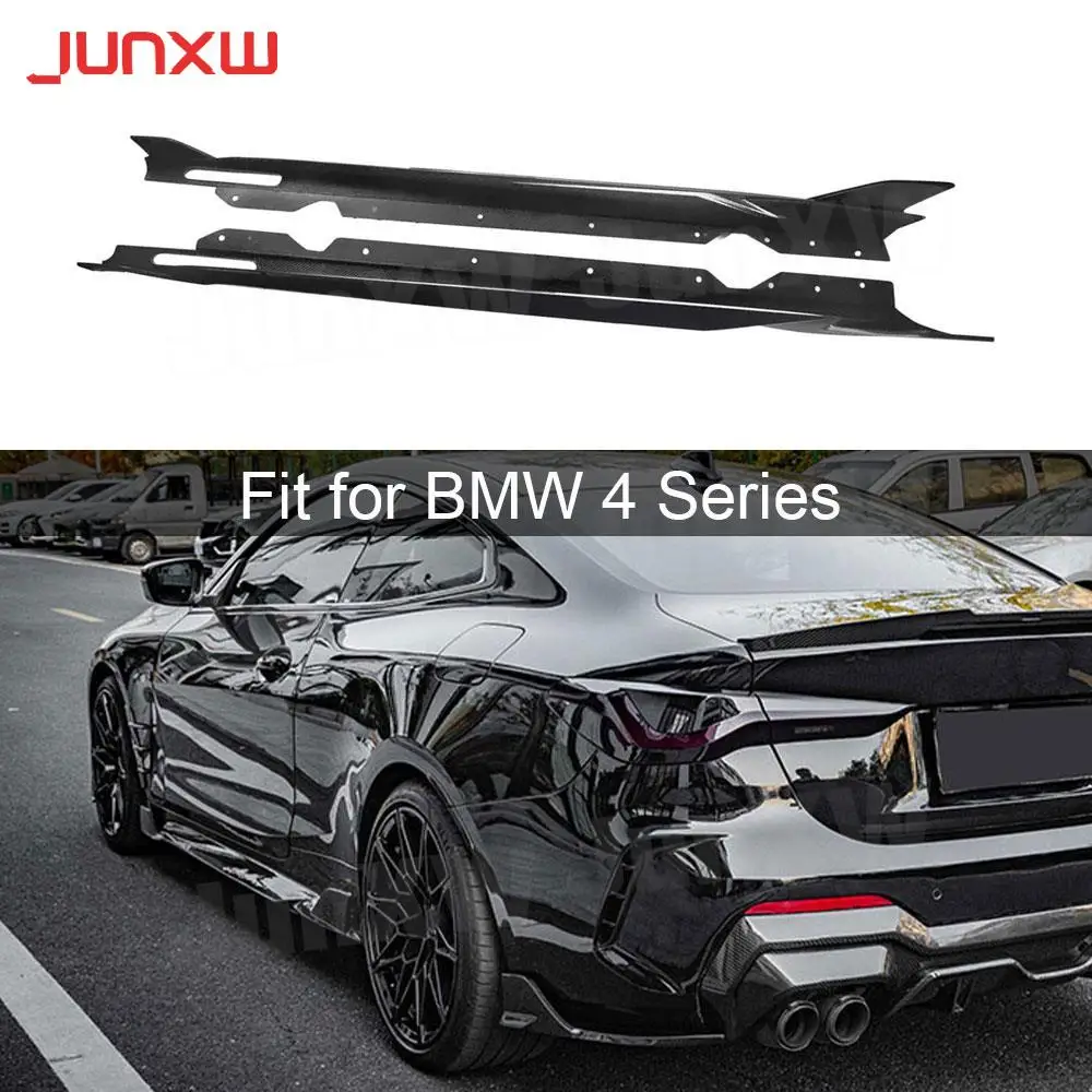 

2Pcs For BMW 4 Series G22 G23 Coupe 2021 + Dry Carbon Side Skirts Extension Body Kit Car Accessories