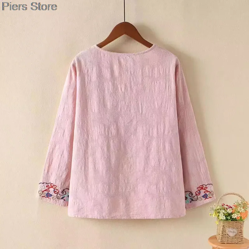 Ropa tradicional china para mujer, Top Retro con estampado de flores, Tops Hanfu, elegante traje Tang Oriental, blusa China