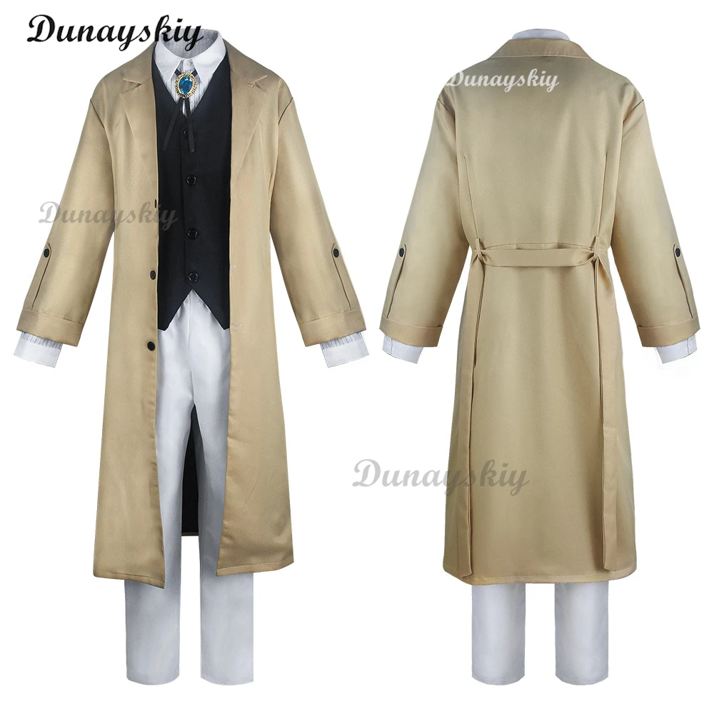 Anime Bungo Stray Dogs Dazai Osamu Cosplay Costume Long Jacket Coat Suit Adult Men Windbreaker Halloween Christmas clothing