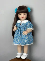 BZDOLL 55 CM Soft Full Silicone Reborn Baby Girl Doll Toy Lifelike 22 Inch Princess Toddler Art Bebe Birthday Gifts for Child