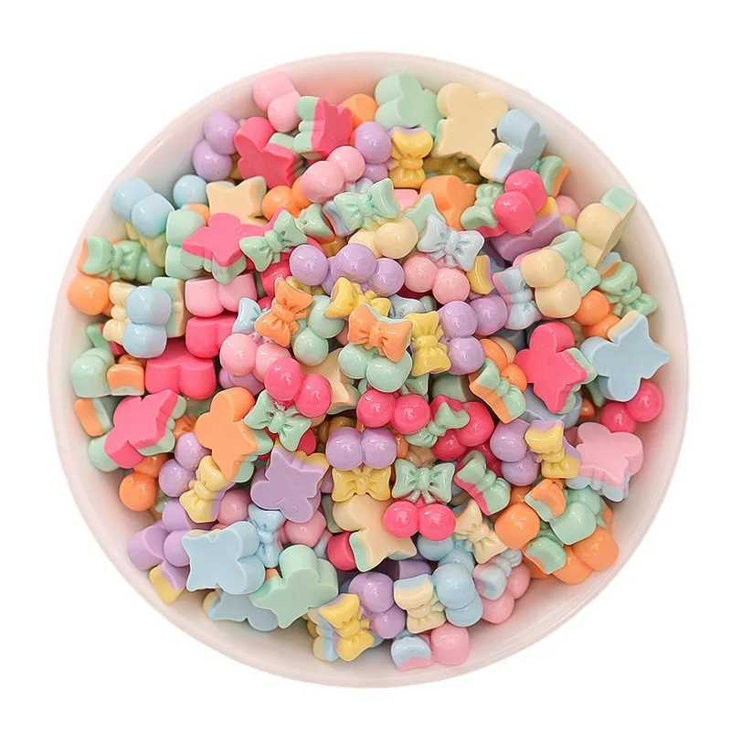 30pcs Mini Mixed Rainbow Cherry Bow Tie, Candy Series DIY Set Flat Back Stone Statue DIY Wedding Scrapbook Nail Art Accessories