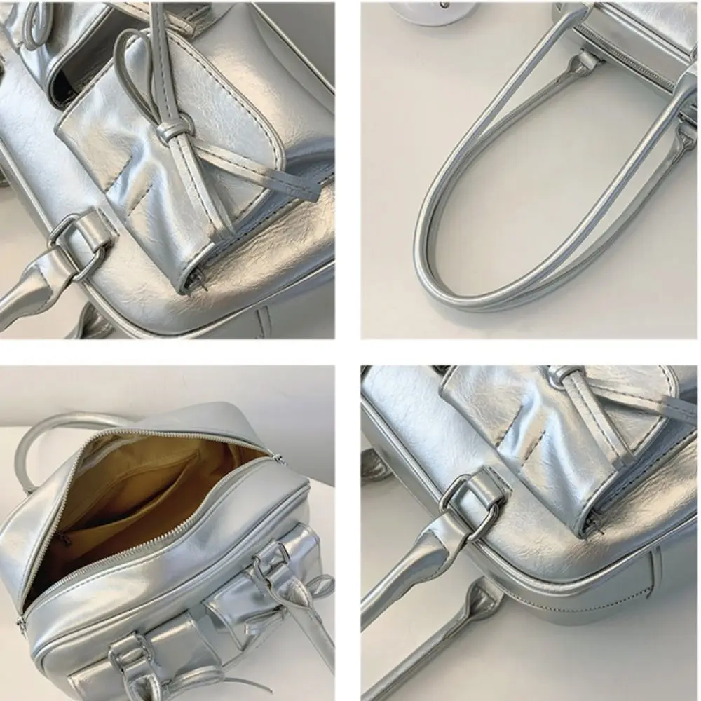 Borsa da bowling con papillon stile francese vintage Borsa a tracolla Boston elegante di grande capacità Bowknot Borse da donna casual per ragazze