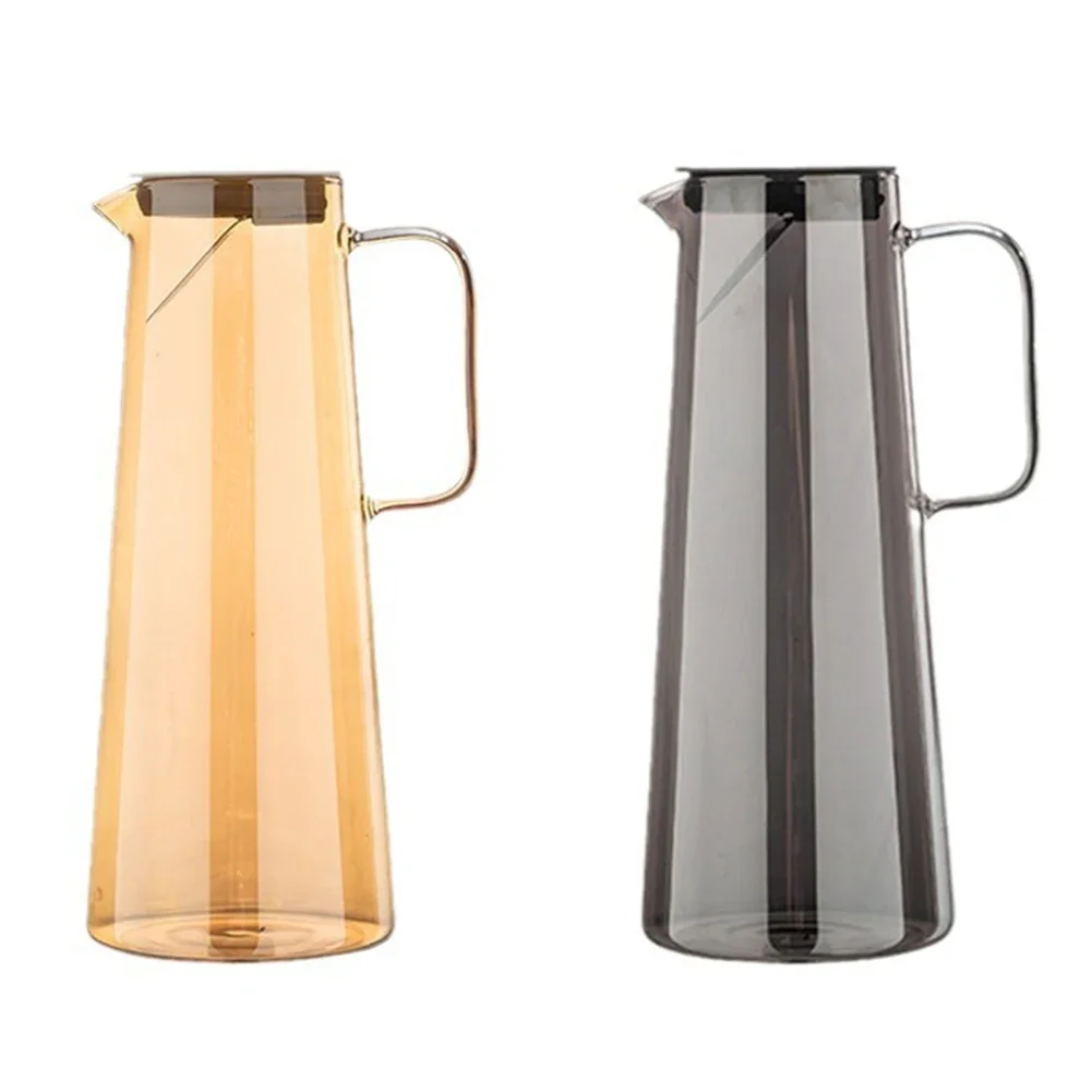 Glass Water Pitcher With Handle Lid Heat Resisttant Cold Hot Kettle Large-capacity Tea Pitcher Water Juice Jug Cups