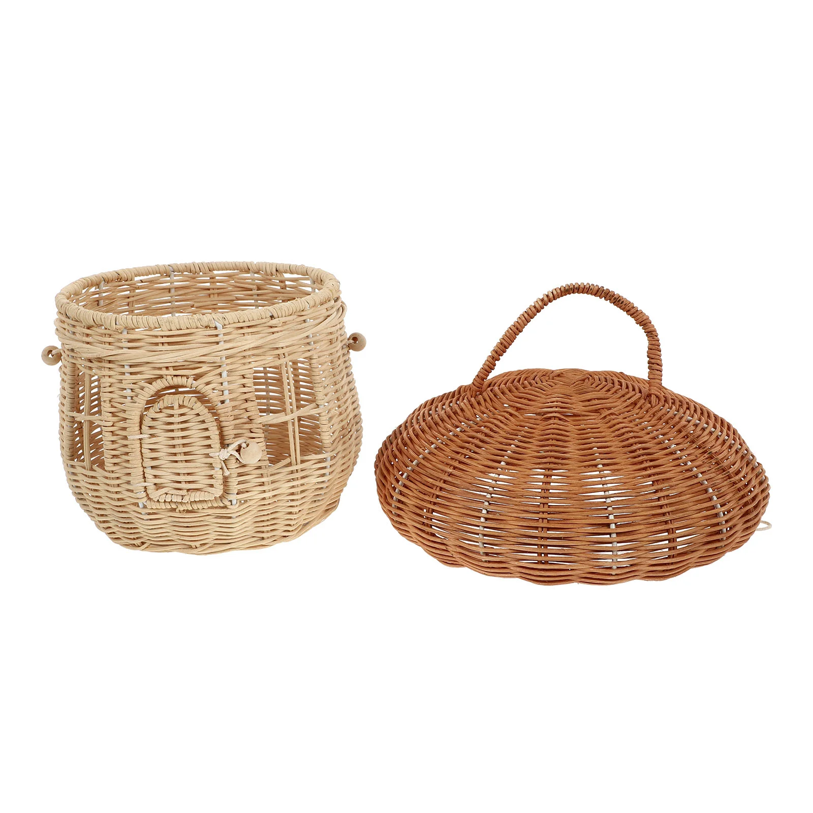 Rattan Mushroom Basket Baskets Woodchip Decor Makeup Pallets Desktop Lovely Shape Woven Shelf Girl