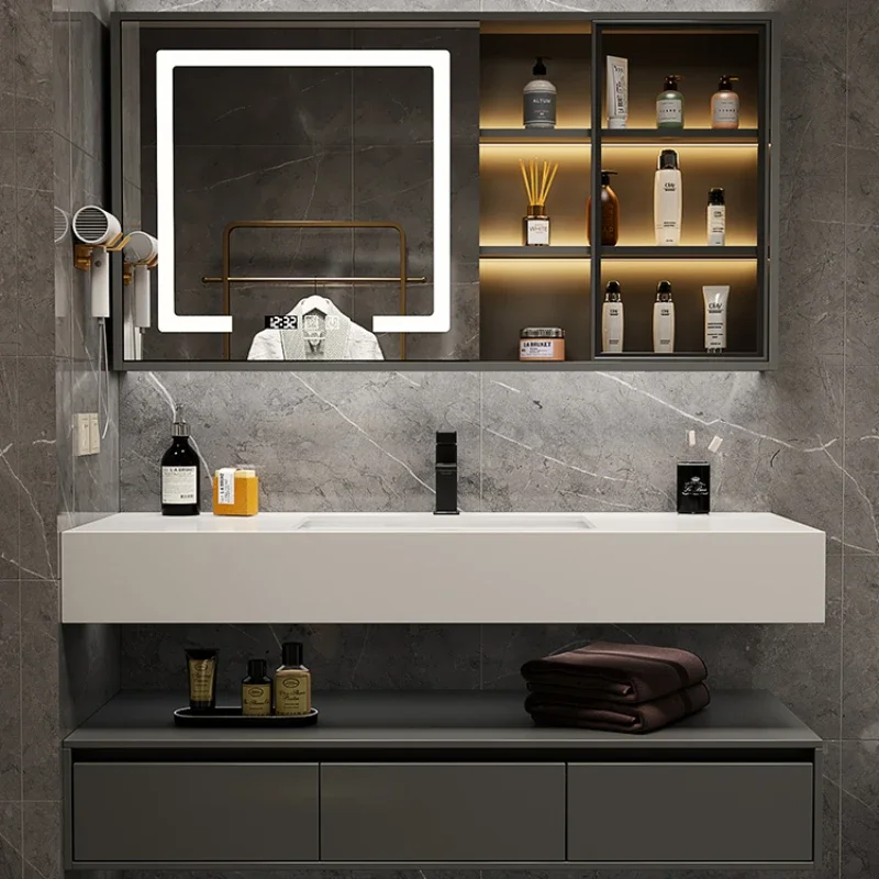 

Modern Minimalist Bathroom Cabinets Washbasin Basin Luxury Solid Wood Bathroom Cabinet Corner Muebles Hogar Furniture