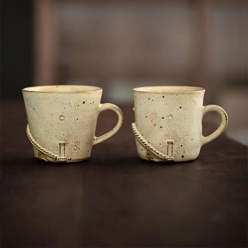 

Step powder lead mug, Japanese-style household retro water cup, coffee cup handmade, coarse pottery cup