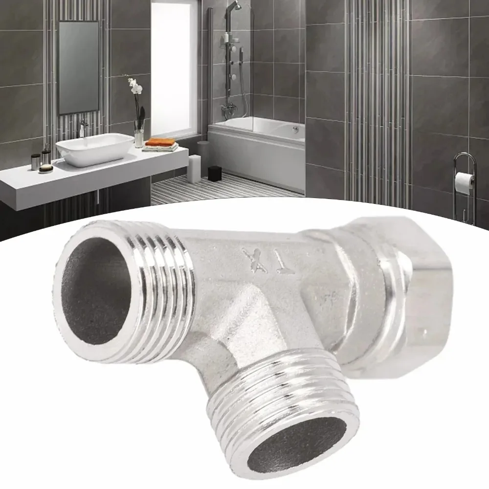 Heavy Duty Stainless Steel T Valve G1/2 Diverter Adapter Water Splitter Used For Bathroom Bidet Sprayer Shower Faucet