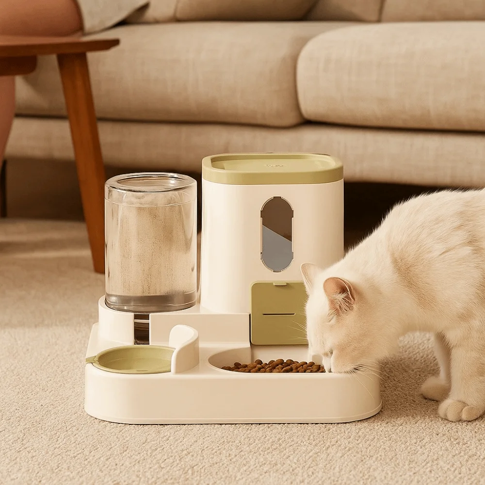 

Integrated Automatic Cat Water Feeder Dry Wet Separation Large Capacity Cat Dog Food Bowl with Water Fountain Detachable