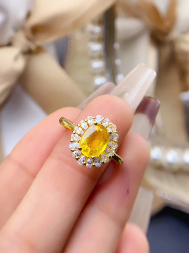 Natural Yellow Sapphire Rings for women silver 925 jewelry luxury gem stones 18k gold plated free shiping items