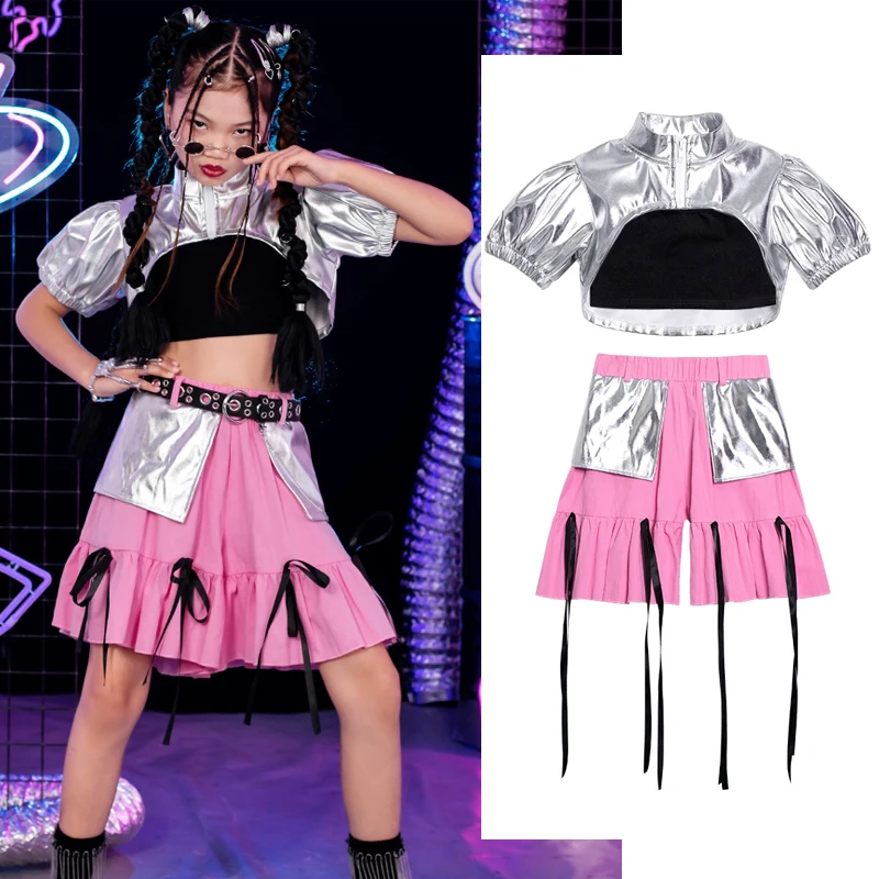 

Cheerleading Performance Kpop Outfits Children'S Street Wear Ballroom Dance Clothes Girls Hip Hop Clothing Jazz Costumes XS7984