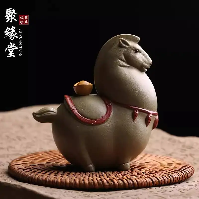 Yixing Purple Clay Pet Figurine, Symbol Of Immediate Wealth, Handmade By Master Craftsman, Premium Kung Fu Set, Can Be Used As A