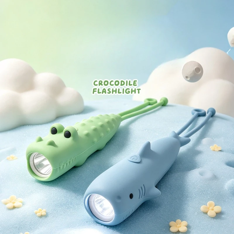Silicone Animal Flashlight Protective USB Rechargeable Portable Cute Cartoon 2 Brightness Levels Handheld Light for Children