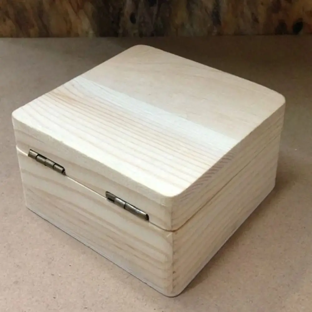 New Plain Pine Jewelry Box Wooden Natural Wooden Storage Box Decoration Jewelry Box