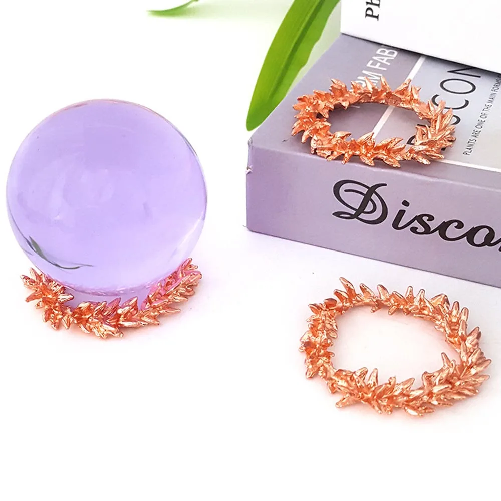 Metal Crown Crystal Sphere Stand Holder Wreath Gemstone Ball Display Base for Amethyst Clear Quartz Spheres Home Decor