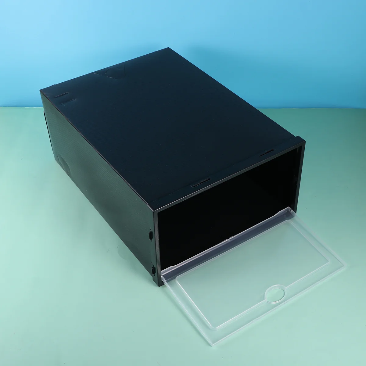 

6pcs Thick Shoe Box Transparent Stackable Plastic Shoes Storage Container For Home Closet Organizer Large Size L Black