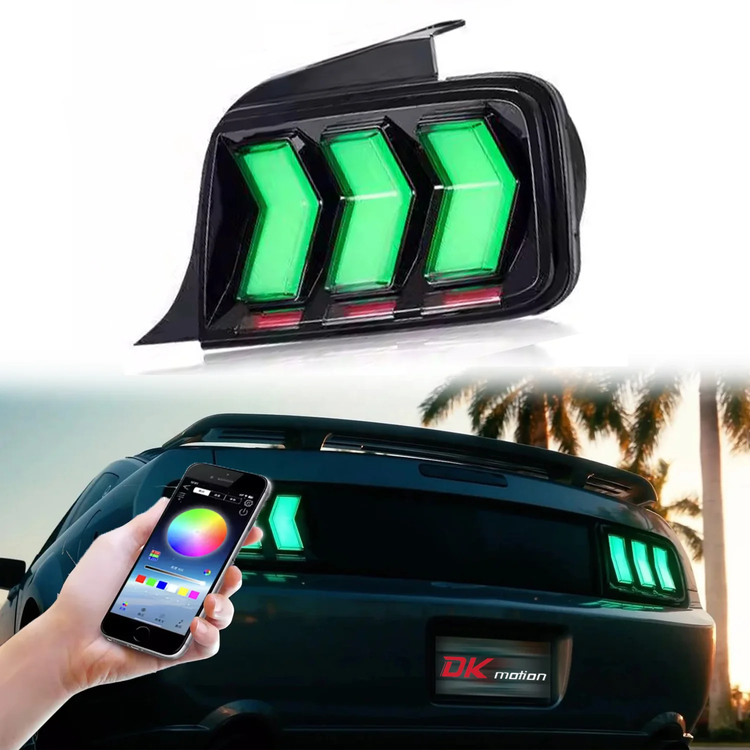 

Светодиодные задние фонари RGB для Ford Mustang 2004-2008, задний задний фонарь автомобиля с динамической анимацией, светодиодные задние фонари в сборе