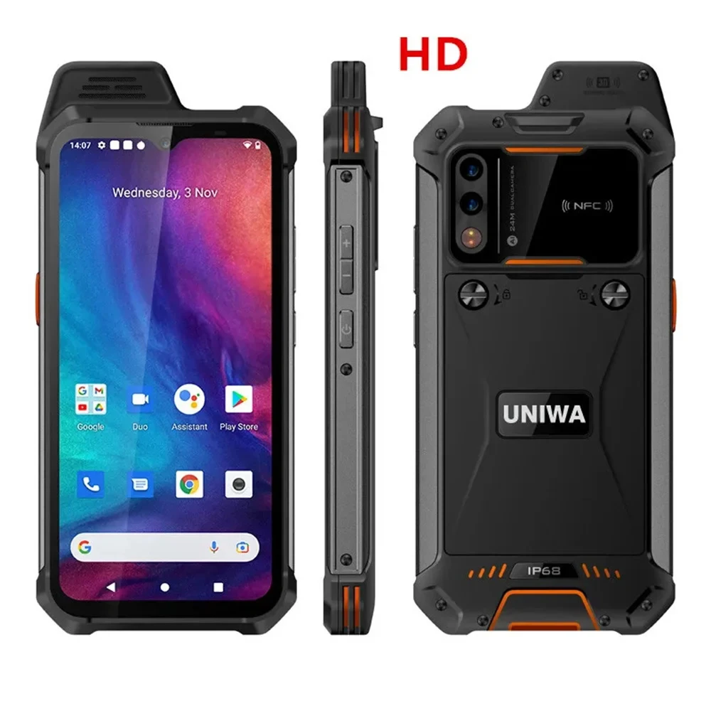 UNIWA W888 IP68 Rugged Andriod 11 Smartphone Octa Core 4GB+64GB 6.3Inch HD/FHD Screen 4G Mobile Phone 5000mAh NFC ATEX Explosion