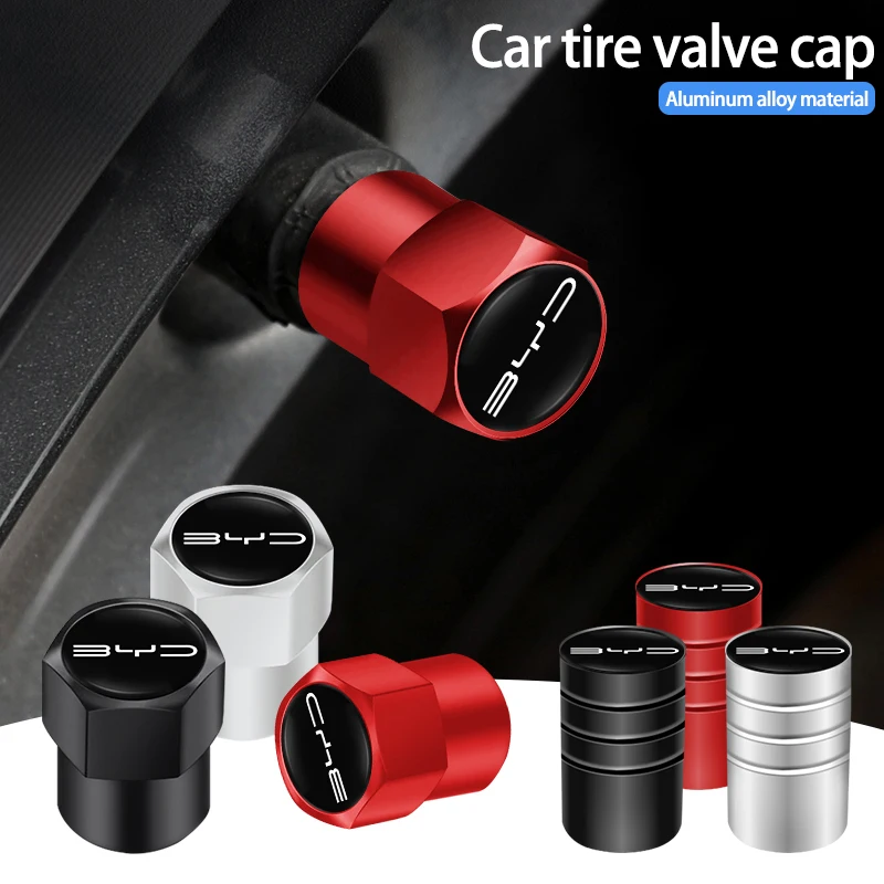 4Pcs Car Tire Valve Caps Metal Wheel Dust Covers Auto Accessories For BYD Atto 3 E6 Tang F3 Song F3R Qing Yuan I3 S7 G3 M6 L3 D1