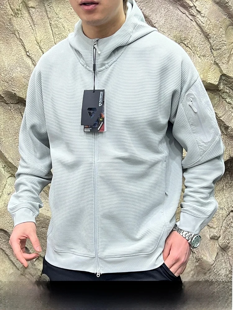 

Мужская уличная куртка PATERNO с капюшоном, быстросохнущая, с вафельным узором, весна-осень, из полиэстера, с длинными рукавами, на молнии