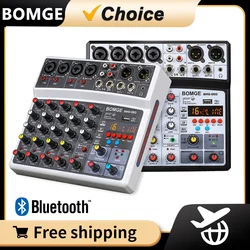 BOMGE Professional 6 Channel DJ Audio Sound Mixer 16DSP Interface Mixing Console Desktop Karaoke with MP3 Input